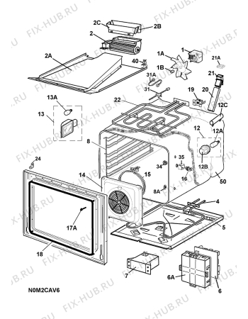 Взрыв-схема плиты (духовки) Electrolux EKC60752X 400V - Схема узла H10 Main Oven Cavity (large)